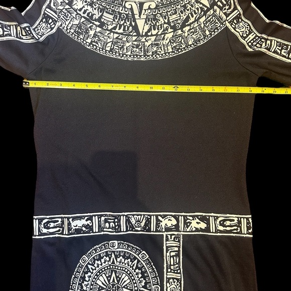 EUC -Vintage Paganne by Gene Berk Floor-Length Aztec Sun Print Long-Sleeve Dress - Picture 11 of 12
